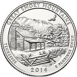 Грейт-Смоки-Маунтинс D 21 парк США 25 центов 2014