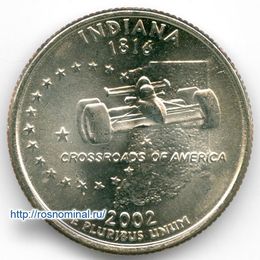 Индиана 25 центов 2002 США