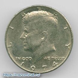 Кеннеди P США из обращения 50 центов 1974