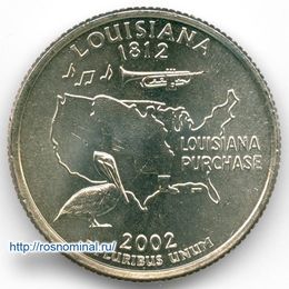 Луизиана 25 центов 2002 США