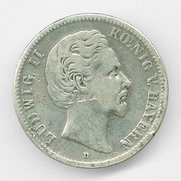 Людвиг II 2 марки 1876 Германия (Бавария)