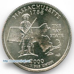 Массачусетс 25 центов 2000 США