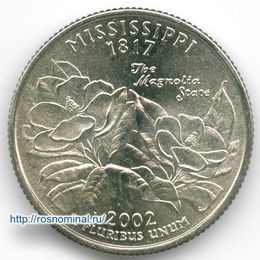 Миссисипи 25 центов 2002 США