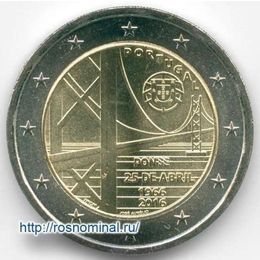 Мост имени 25 апреля Португалия 2 евро 2016
