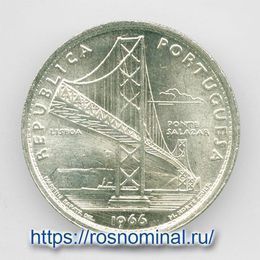 Мост Салазара 20 эскудо 1966 Португалия Серебро 0,650 10,0 гр