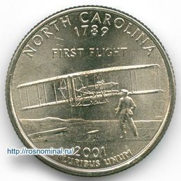 Северная Каролина 25 центов 2001 США