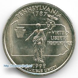 Пенсильвания 25 центов 1999 США