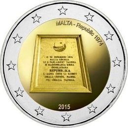 Республика 1974 года Мальта 2 евро 2015