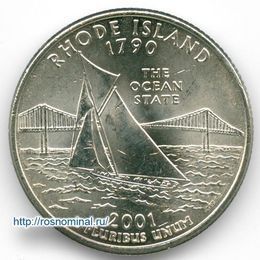 Род-Айленд 25 центов 2001 США