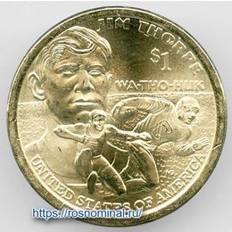 Сакагавея Спортивная легенда Джим Торп P 1 доллар 2018 США