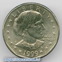 Сьюзен Энтони 1 доллар 1999 (D) США (сост. about UNC)