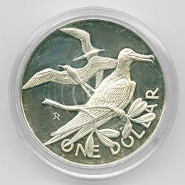 Птицы 1 доллар 1975 Британские Виргинские острова Серебро 0,925 25,7 гр в капсуле