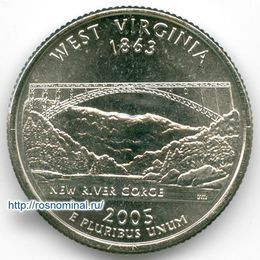 Западная Виргиния 25 центов 2005 США