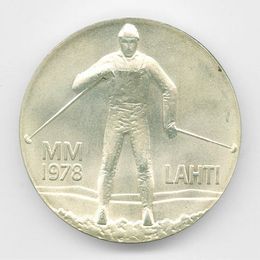 Зимние игры в Лахти 25 марок 1978 Финляндия Серебро 0,500 26,3 гр