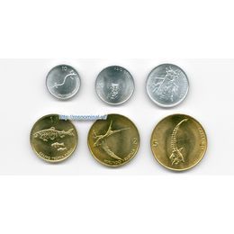 Животные 6 монет Словения 1992-2001